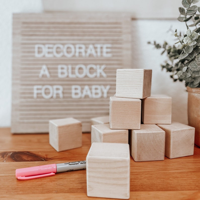 Baby Shower Block Activity Wooden Baby Blocks Baby Shower Etsy