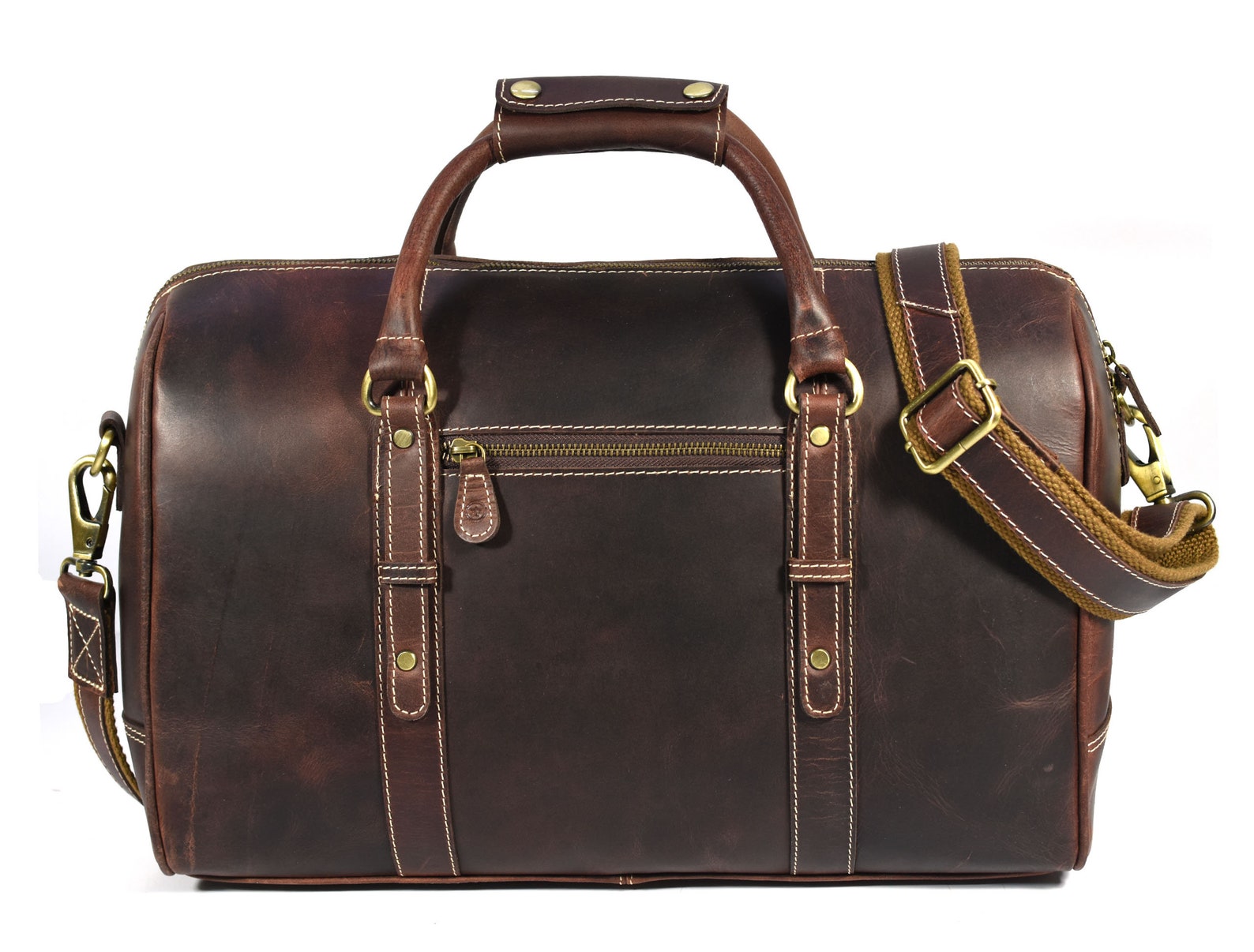 Full Grain Leather Duffle Bag leather bag With Adjustable Etsy