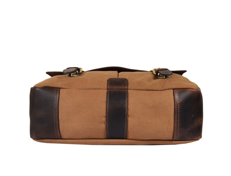 Aaron Messenger bag for men/'s brown Leather Briefcase Business satchel Bag Canvas by AaronLGstudio