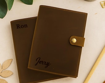 Handmade Leather Journal: Personalized Engraved A5 Refillable Notebook