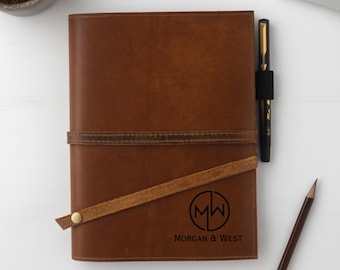 Personalized Leather A5 Journal: Refillable Travel Notebook, Custom Engraved