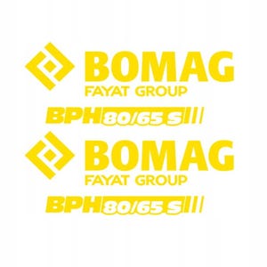 May include: Yellow logo with the text "BOMAG FAYAT GROUP" and "BPH 80/65 S III" on a white background. The logo features a yellow diamond shape with a smaller square inside.