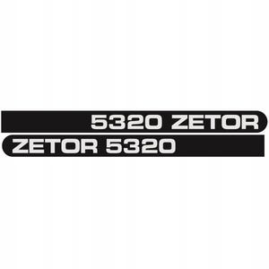 以下が含まれることがあります： 白背景に、白文字で「5320 ZETOR」と「ZETOR 5320」と書かれた黒い長方形のステッカーが2枚。上段に「5320 ZETOR」、下段に「ZETOR 5320」と記載。