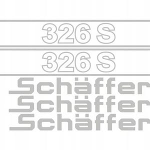 May include: A collection of gray decals featuring the text "326 S" and the name "Schäffer". The text is in a sans-serif font. The decals are arranged in horizontal rows on a white background.