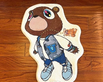 Dropout Bear Soft Tufted Rug 80x50cm (32''x20'') Cartoon Hip Hop Rapper Gift Decor Sneakerhead Hypebeast Dropout Bear  Rug Living Room