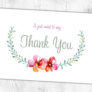 140 Tarjeta de agradecimiento IMPRIMIBLE. Tema floral DESCARGA INSTANTÁNEA
