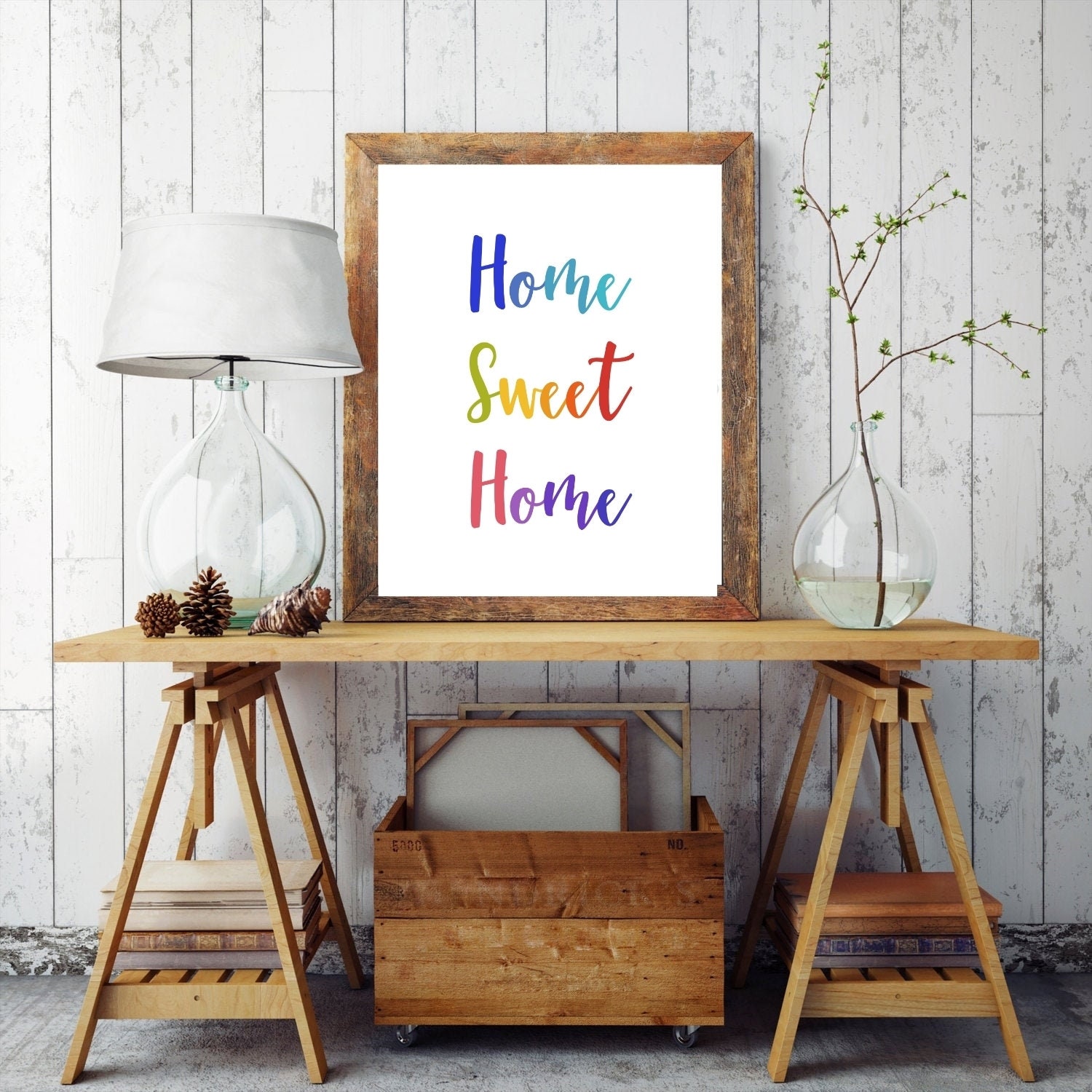 Home Sweet Home Wall Art Decor. Colorful Letters. Handwriting - Etsy