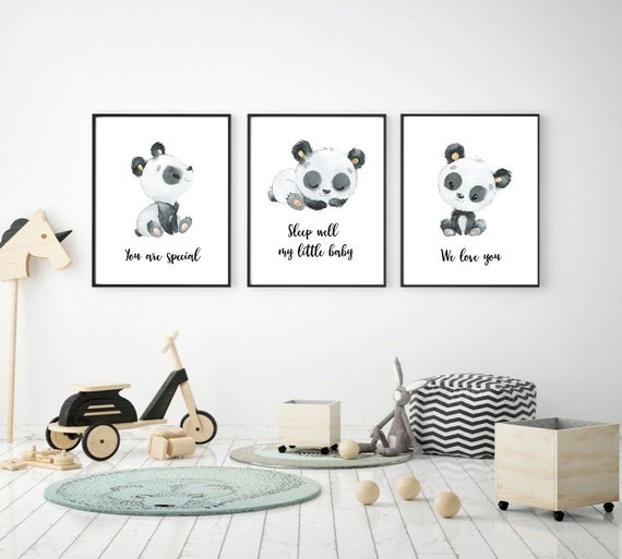 Set of 3 Panda Prints. Panda Nursery Decor. Panda Nursery Art. Boy Nursery Prints. We Love You. You Are Special. Sleep Well Little Baby. Etsy UK