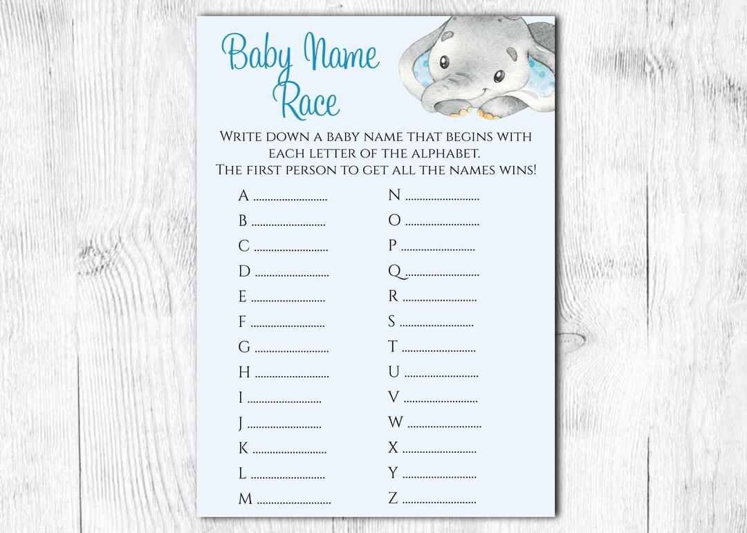 Printable. Instant Download. Baby Name Race. Baby Shower Game. Baby ...