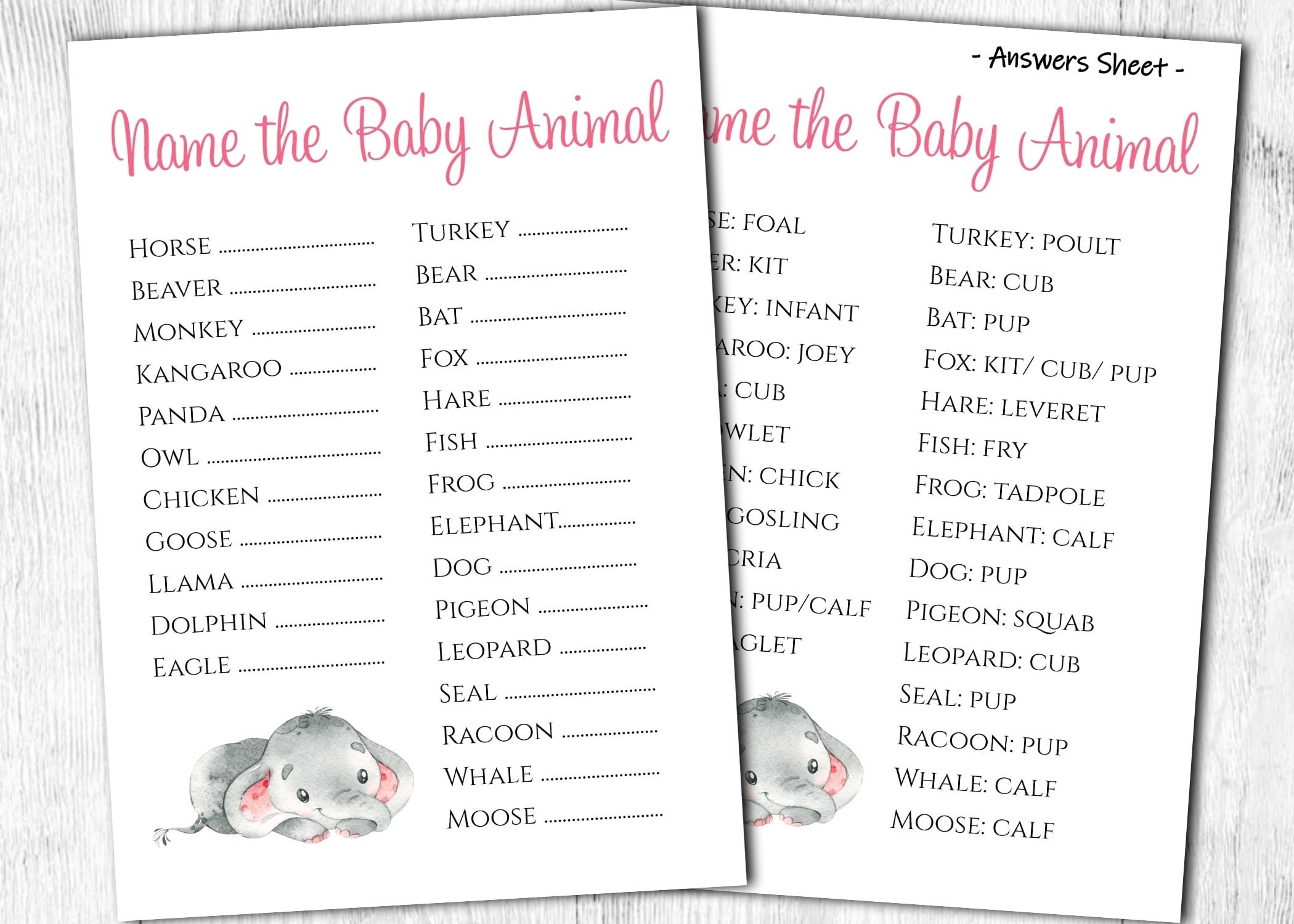 Printable. Instant Download. Name the Baby Animal. Baby Shower Game ...