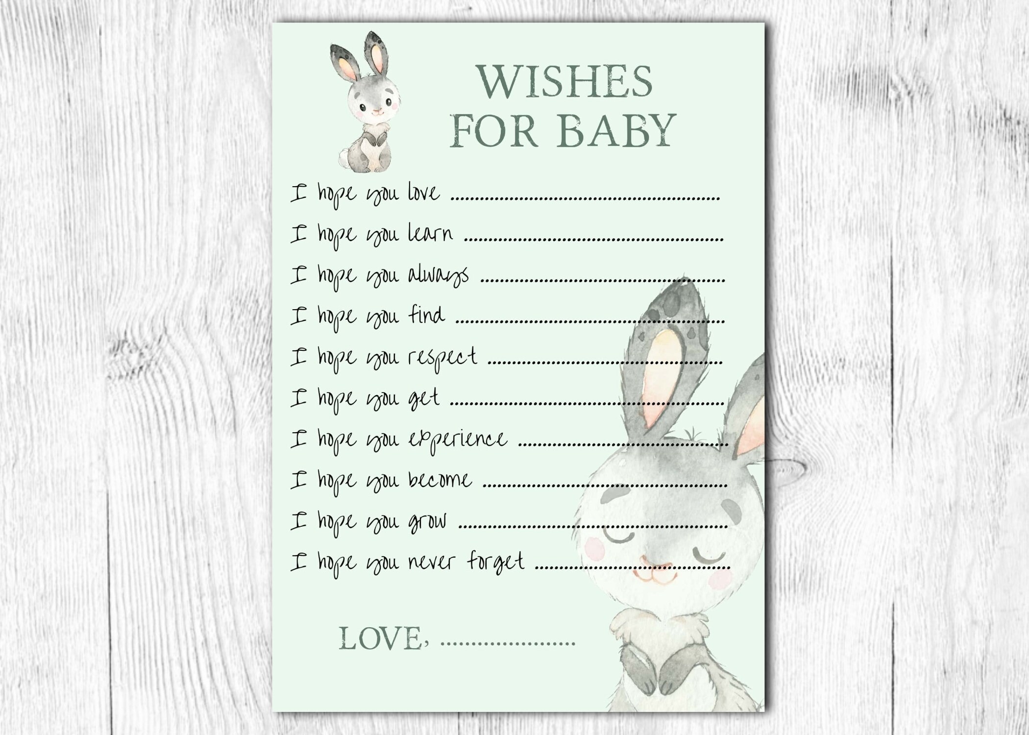 Printable. Instant Download. Wishes for Baby. Baby Shower - Etsy