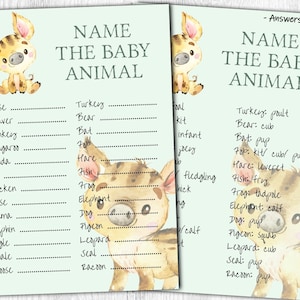 Printable. Instant Download. Name the Baby Animal. Baby Shower game. Forest. Wild Pig