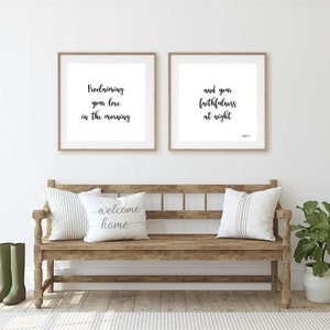 Set of 2 square prints. Bible verses. Psalm 92:2 Scripture. Handwriting. Minimalist. Rustic. Wall decor. Christian decor Art. Printable