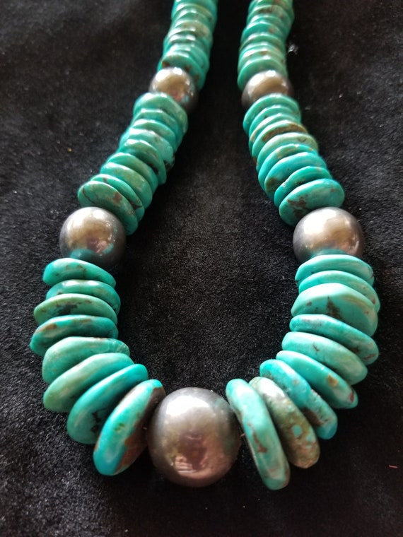 Turquoise hand cut bead Necklace