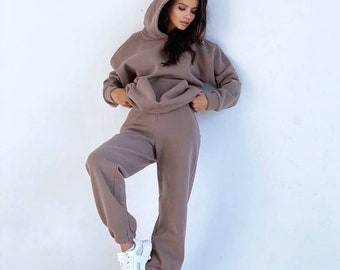 High Quality Set of 2 Cotton Women's Sweatsuit - 2 Pieces Hoodie and Sweatpants set - Cotton Hoodie Joggers Set - Cozy loungewear