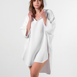 Organic Cotton Surf Poncho Beach Towel Surf Poncho Beach Poncho Boho Poncho Hooded Poncho Soft Hooded Towel White