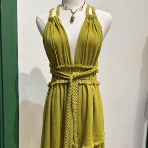 Cotton Asymmetrical Summer Dress, Cotton Greek Goddess Dress, Festival Dress, Boho Summer Dress, Beach Dress - Tie Waist Asymmetrical Dress