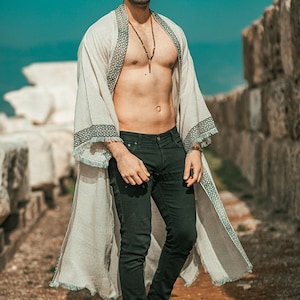 Mens Cloak Kaftan ∆ Sacred Geometry Coat ∆Festival Clothing ∆ Mens Beach Cover∆ Mens Rave ∆ Meditation Kimono -Mens Beach Robe, Gift for Dad