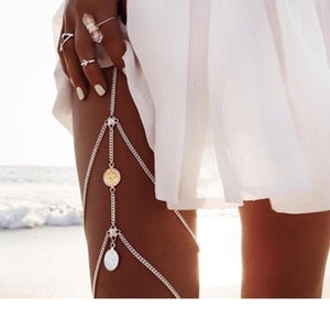 Silver Color Leg Jewelry And Leg Accessory - Festival Accessories - Beach Accessories - Wedding Accessories - Summer Leg Accessories