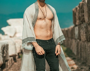 Mens Cloak Kaftan ∆ Sacred Geometry Coat ∆Festival Clothing ∆ Mens Beach Cover∆ Mens Rave ∆ Meditation Kimono -Mens Beach Robe, Gift for Dad