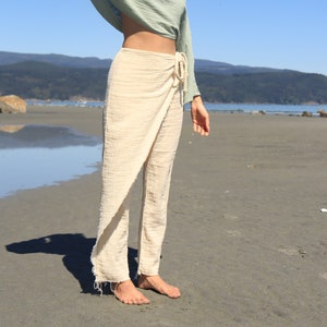 Pantalon en coton biologique tissé à la main - Pantalon bohème léger, pantalon de yoga - Pantalon écologique durable - Pantalon d'été - Pantalon hippie - Pantalon femme