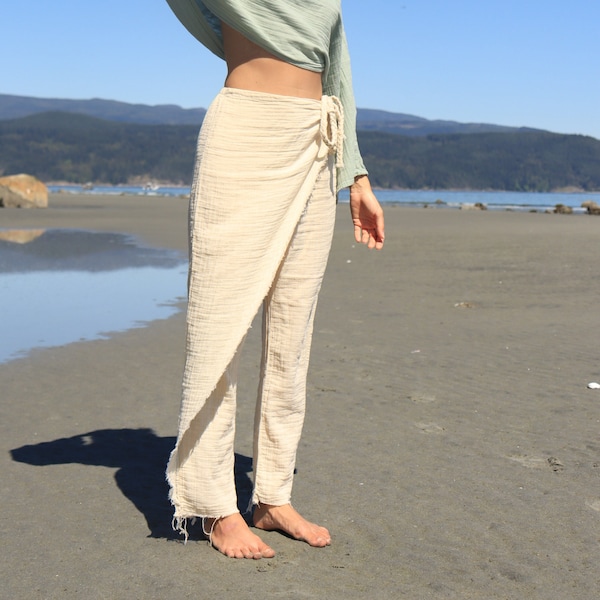 Pantalon en coton biologique tissé à la main - Pantalon bohème léger, pantalon de yoga - Pantalon écologique durable - Pantalon d'été - Pantalon hippie - Pantalon femme