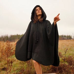 Men's Long Cloak Cape Coat Loose Hoodie Jackets PunK Trench Gothic Cosplay