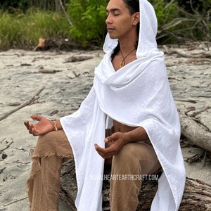 Unisex Cotton Hooded Cloak Kaftan ∆ Wrap Coat ∆ Cotton ∆ Beach Robe ∆ Hooded Cardigan ∆ Festival outfit ∆ Pixie, Boho ∆ Meditation Kimono