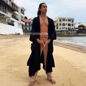 Cotton Festival Clothing Men ∆ Shaman Clothing ∆ Desert Robe ∆ Mens Clothing ∆ Black Cardigan ∆ Mens Nomad Clothing ∆ Boho Frayed Kimono