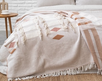 COTTON THROW BLANKET | Wall Tapestry | Couch Blanket | Bed Blanket l Boho Throw Blanket- Sofa throw l Minimalist throws- Christmas Gifts