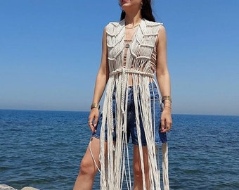 Handmade Unique Macrame Festival Dress  • Organic Cotton  •  Boho Clothing • Tulum Dress • Beach Dress