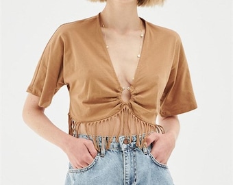 Organic Cotton Crop Top - Boho crop top