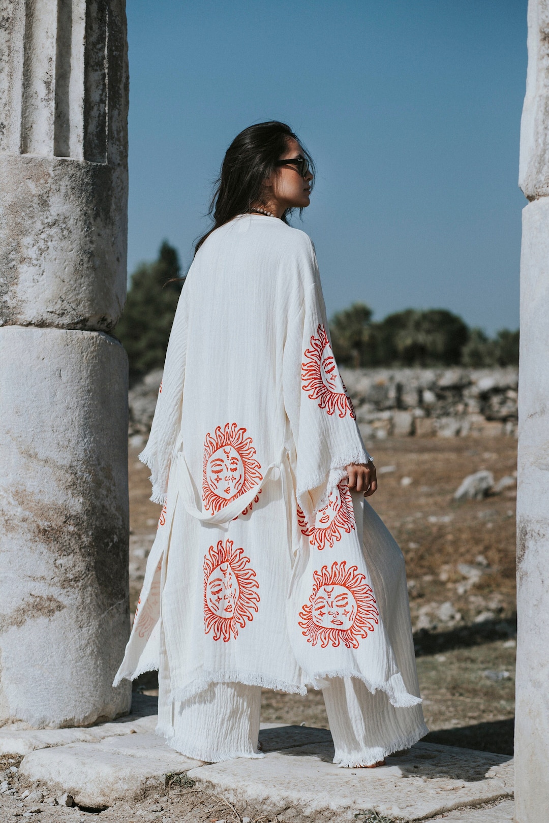 Hand Made Robe Organic Cotton Soft Bathrobe Handmade Wood Blocks Printed, Cotton ...