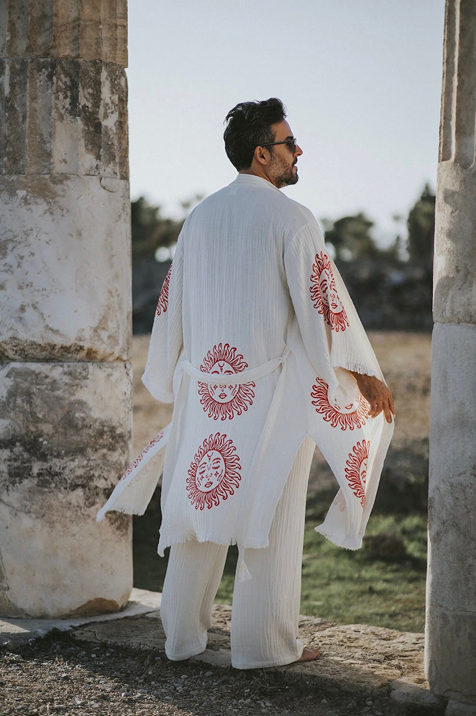 Men's Muslin Robe Men's Organic Cotton Soft Bathrobe Handmade Printed, Mens Meditation ...