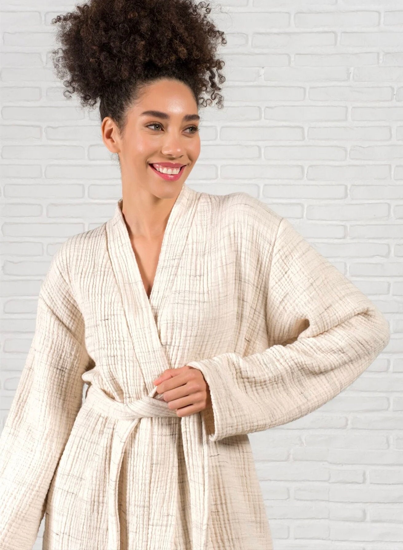Cotton dressing gown with cheap hood
