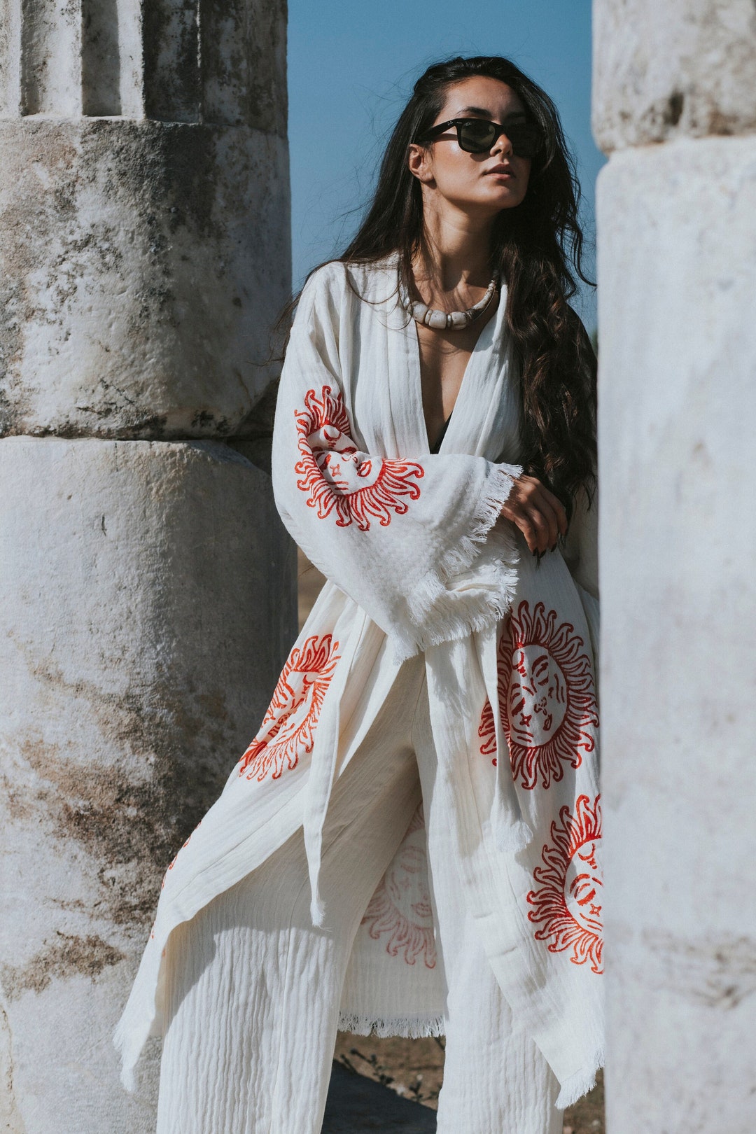 Ceramic Robe Organic Cotton Soft Bathrobe Handmade Wood Blocks Printed, Cotton ...