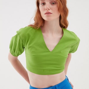 Cotton Crop Top Boho crop top Gift for her Gift for sister Green