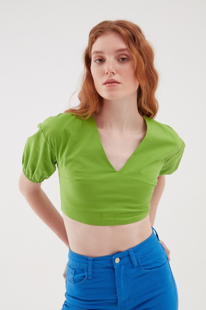 Cotton Crop Top Boho crop top Gift for her Gift for sister Green