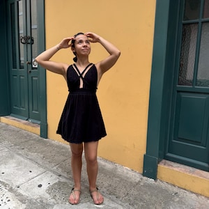 Cotton Short Boho Beach Dress - Sleeveless Short Summer Dress - Romantic Mini Summer Dress - Backless dress - Short Summer Dress