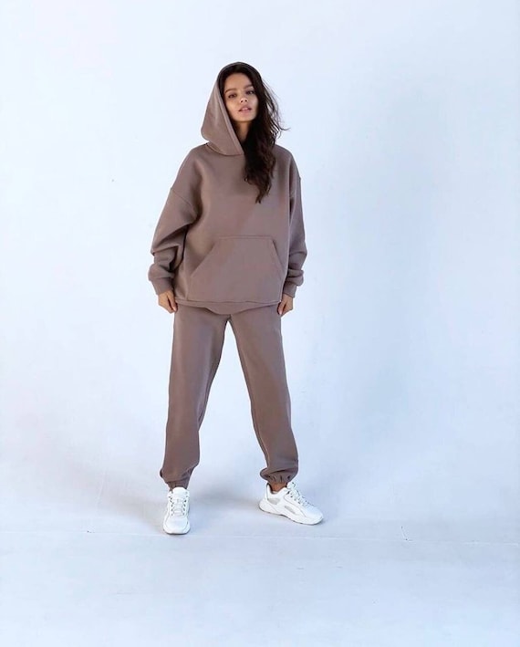 Set of 2 Cotton Women's Sweatsuit Hoodie and Joggers 2 Pieces