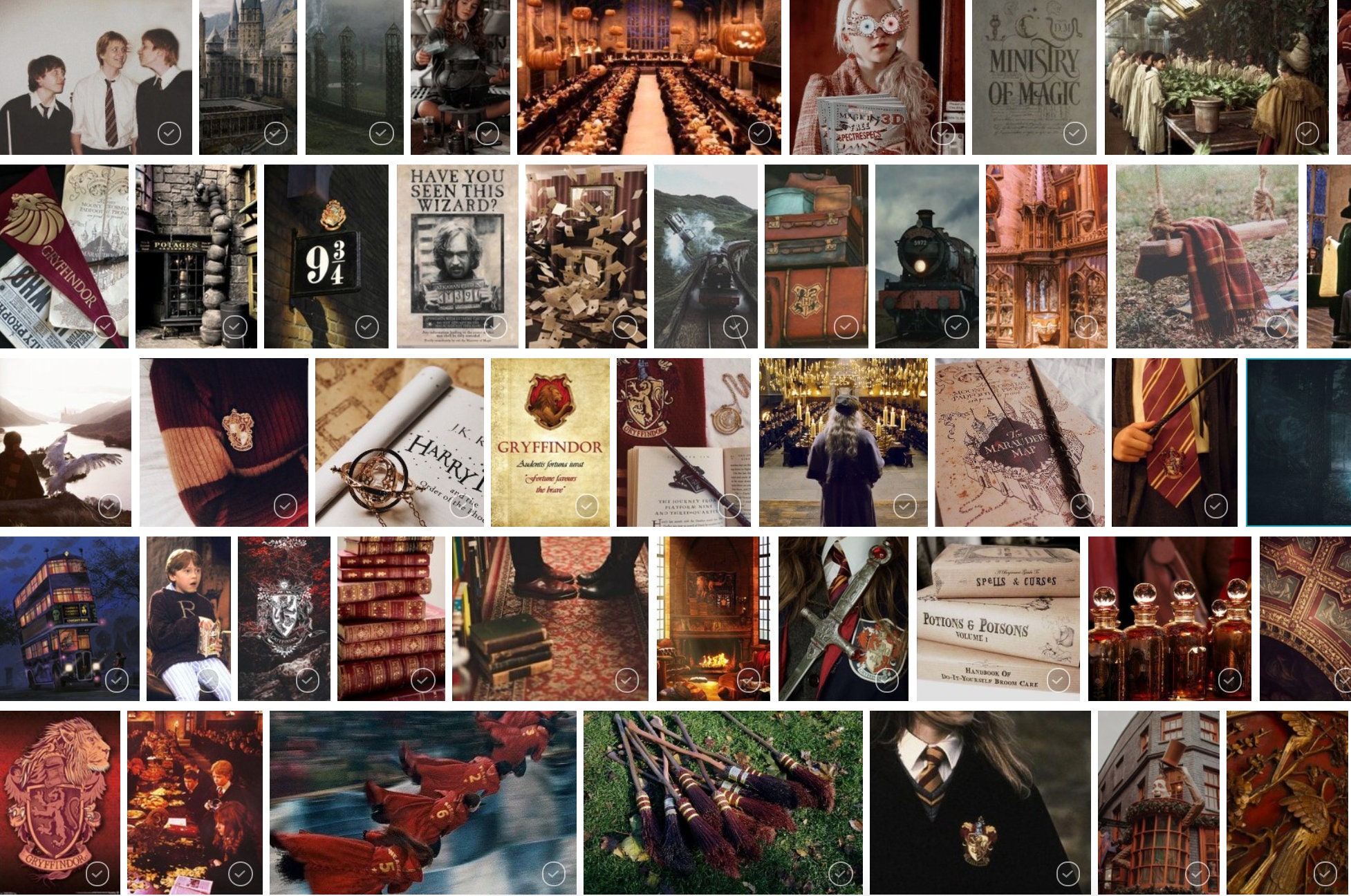 Harry Potter Aesthetic Wall Collage Kit 90 Pieces digital download