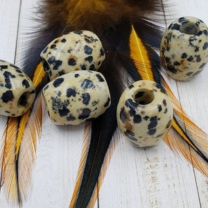 Spotted Dalmatian Jasper Dreadlock Bead|Chakra CrystalBeard Bead|Loc Accessory|Loc|Wrap Extension|Brown Bead|Box Braid|Brown Gold Gemstone