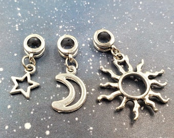 Silver Sun Moon Star Charm|Dreadlock|Box Braid|Sisterlock|Zodiac Celestial|Moon Sun Charm|Dread Bead|Loc Accessory|Loc|Moon Charm|Sun Charm