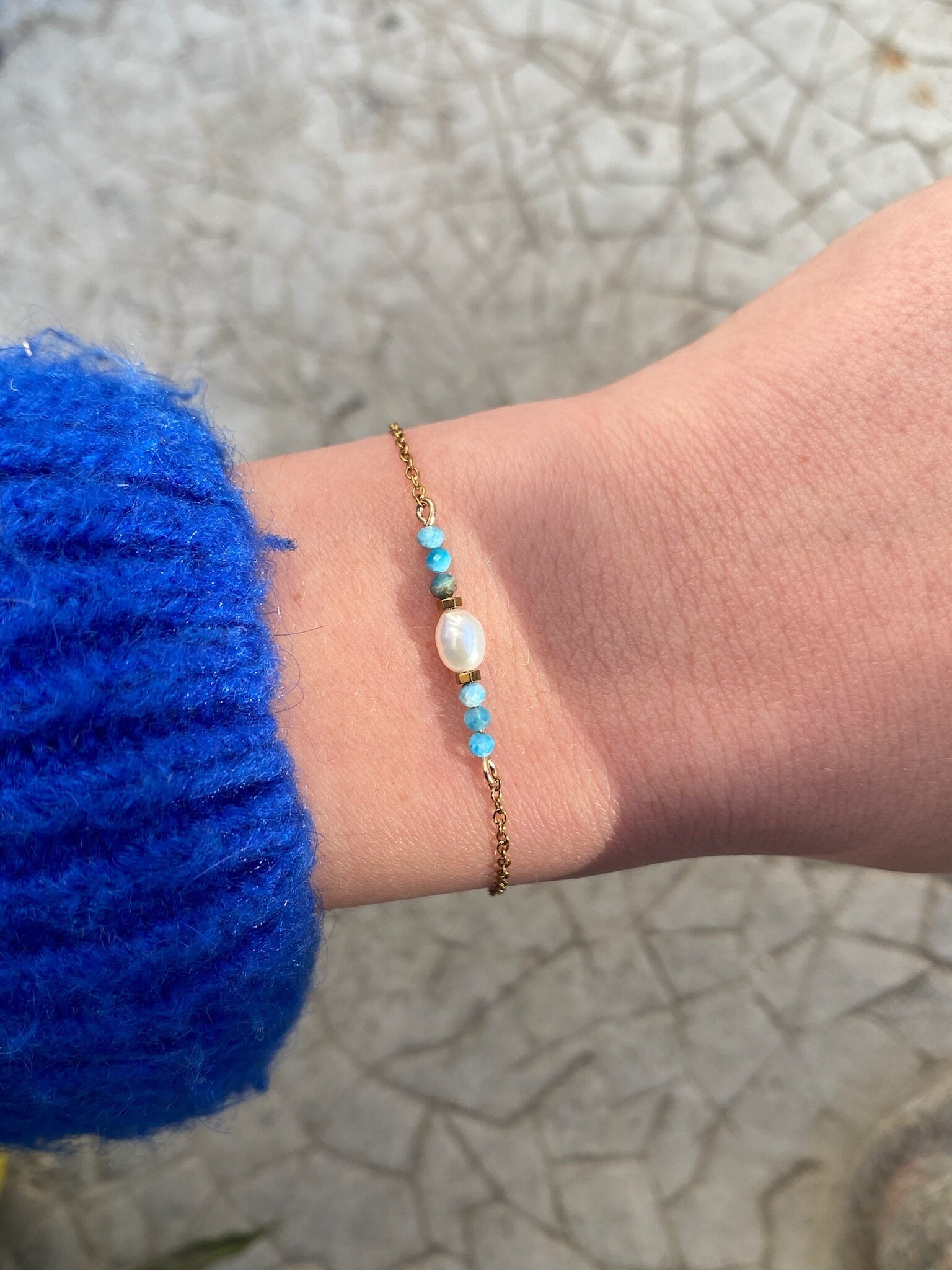 アクセサリー KAMIYA Mexican Beads Bracelet BLUE Blue Mosaic Quartz Bracelet – Calibeadman