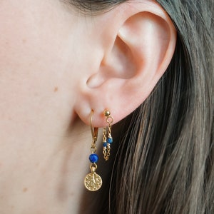 Moon chain chip and lapis lazuli earrings image 3