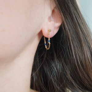 Moon chain chip and lapis lazuli earrings image 6