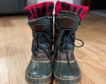 boots with plaid cuff