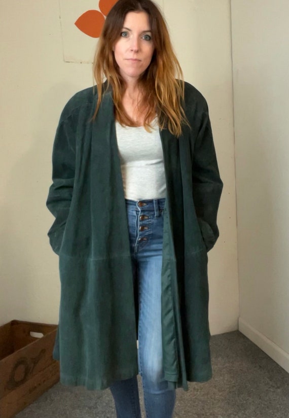 emerald green duster coat