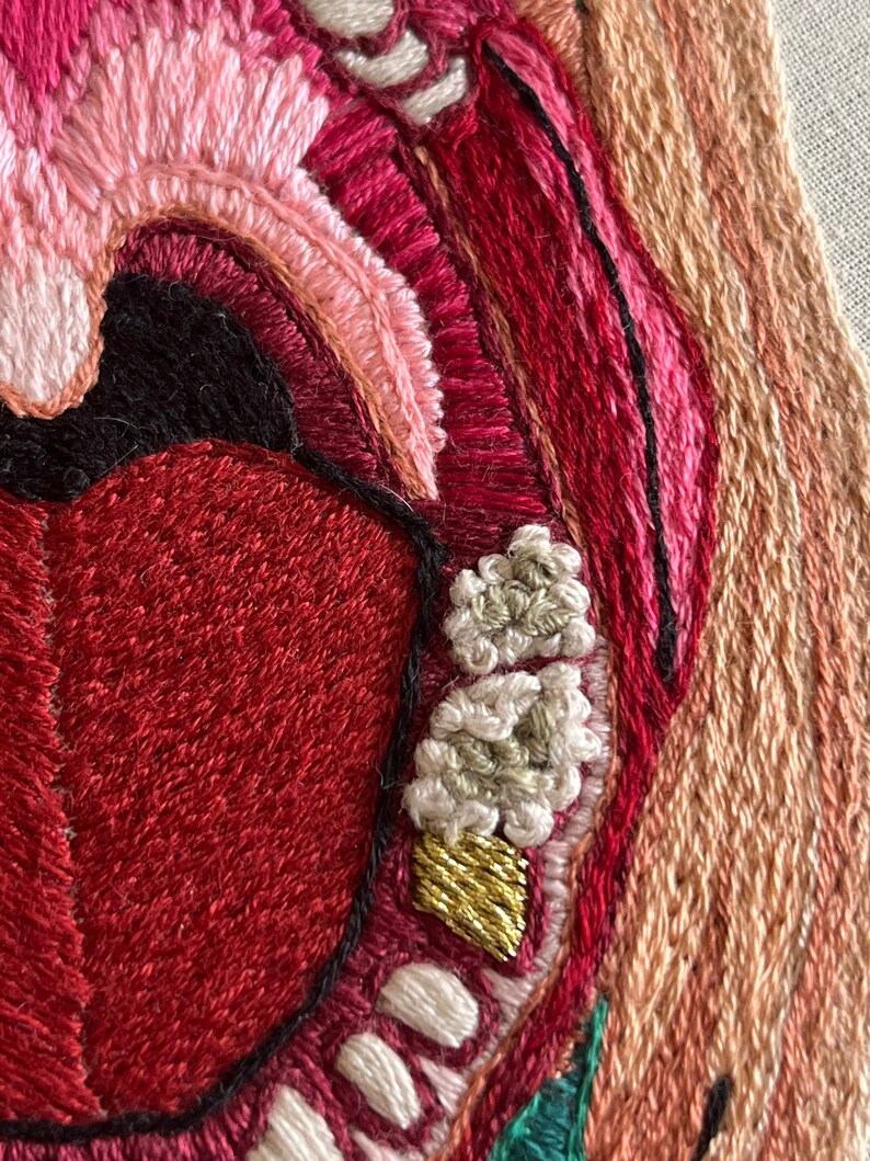 Human Mouth Anatomy Embroidery Art Etsy