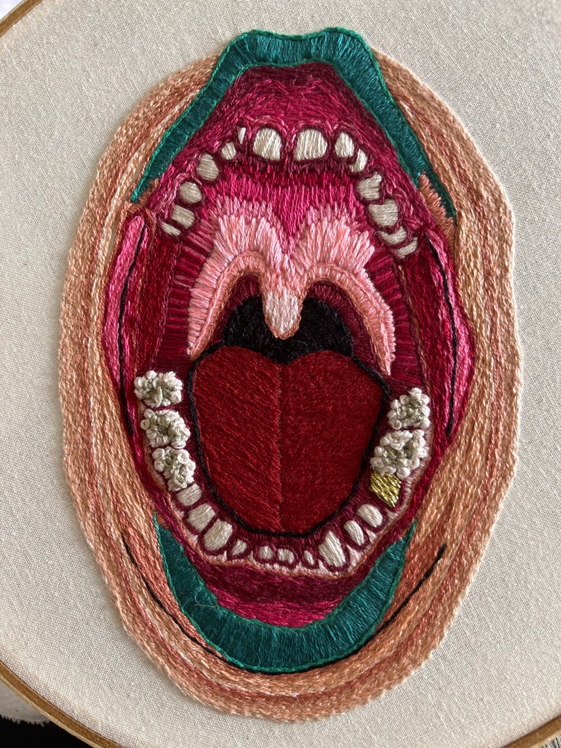 Human Mouth Anatomy Embroidery Art Etsy